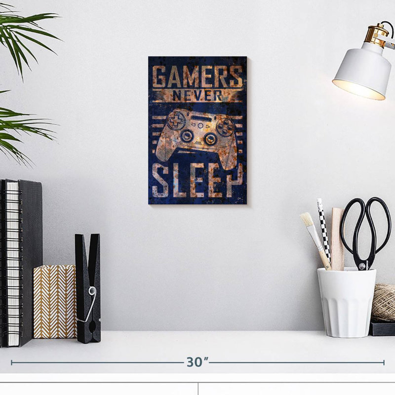 Senne Gamers Never Sleep Typography, 12" H x 8" W