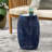 Navy Blue Barrel-Shaped Metal Side Table (Lace-Cut)-66878246