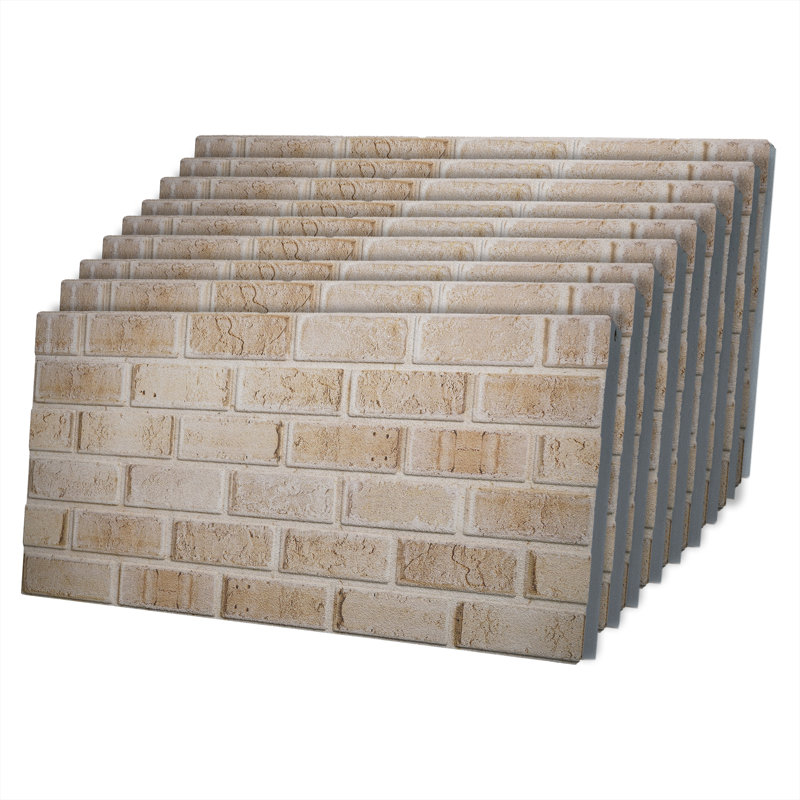 Sandstone 3D Brick Effect Styrofoam Wall Panels, 40x20 inch, 9 Piece Set