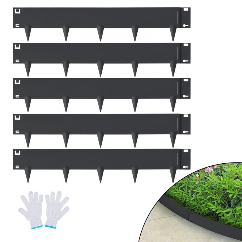 Bordure de paysage en acier, paquet de 5 bordures de jardin en acier, bandes de L 39 po x H 3 po