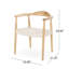 Chaise avec accoudoirs de style Mid-Century moderne, bois de frêne et corde tissée, l 25,06 po x P 20,85 po, H 29,1 po, blanc, aucun assemblage requis