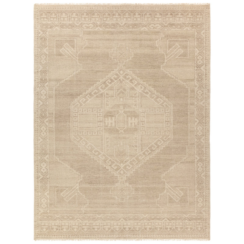 Jaipur Living Mihail SEV09 Handknotted Medallion Ivory and Cream Area Rug (8'x10'), Rectangle 10' x 14'