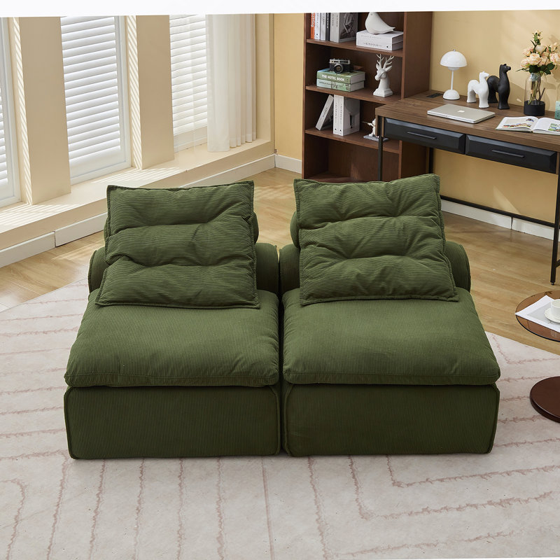 Canapé modulaire polyvalent avec revêtement en velours côtelé doux et coussins multiples pour la détente