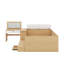 Lit plateforme double en bois avec tiroirs, tablettes et coiffeuse-633167466