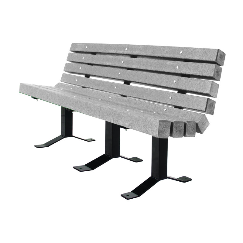 Banc de parc en plastique recyclé Witherspo, 72 po (3 x 4 planches), gris