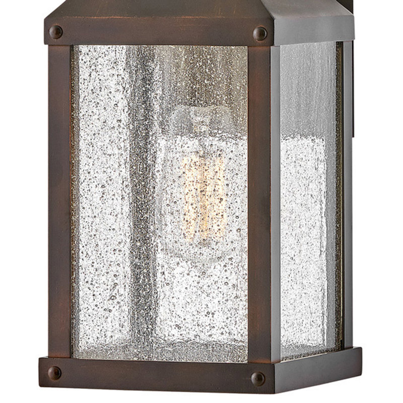 Beacon Hill 18" H Seeded Glass Outdoor Wall Lantern, Blackened Copper