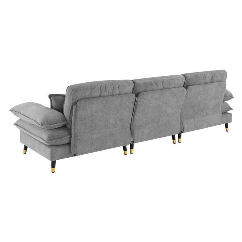 Zephara 4 -Seater Convertible Sectional Sofa, Gray Chenille
