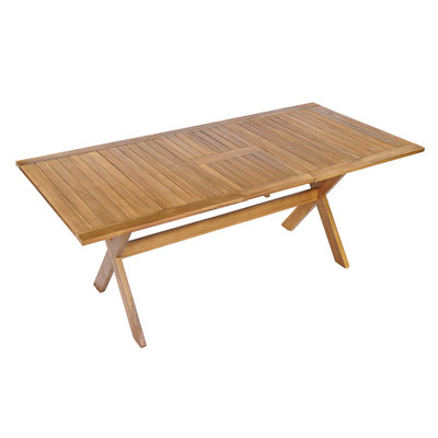 Ensemble de salle à manger d'extérieur extensible en bois d'acacia avec coussins