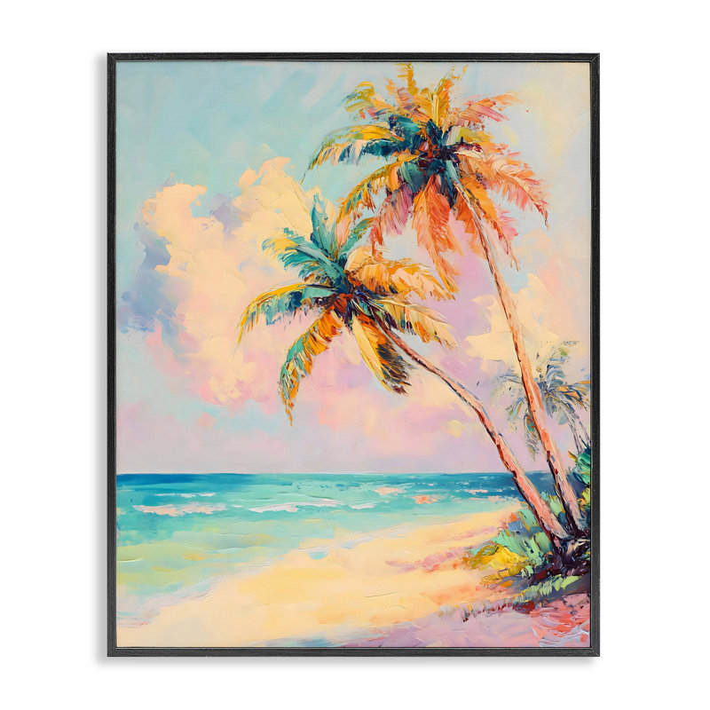 Scène de bord de mer pastel coloré, estampe numérique, design par LSR Design Studio, H 14 po x l 11 po