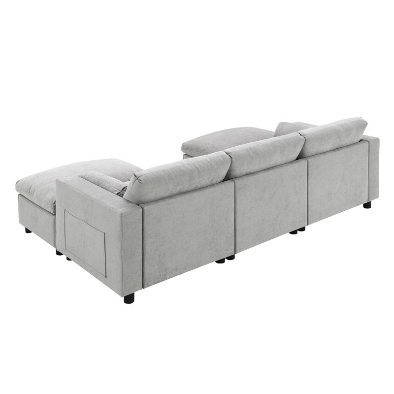 Canapé modulaire 86,5 po Chenille, Chenille gris moyen