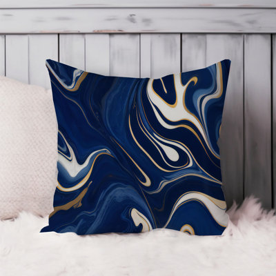 Abstract Blue & Gold Symphony VII Pillow Cover