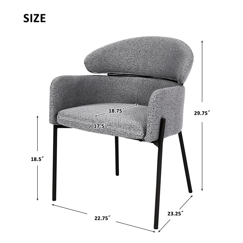 Chaise de salle à manger rembourrée en tissu avec pieds en métal Mapleton, 2