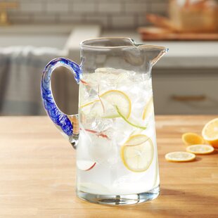 Lav Glass Water Pitcher 40 oz - Clear Glass Pitcher with Lid - Glass Pitcher - for Water, Iced Tea, Lemonade and Homemade Beverages - Made in Europe