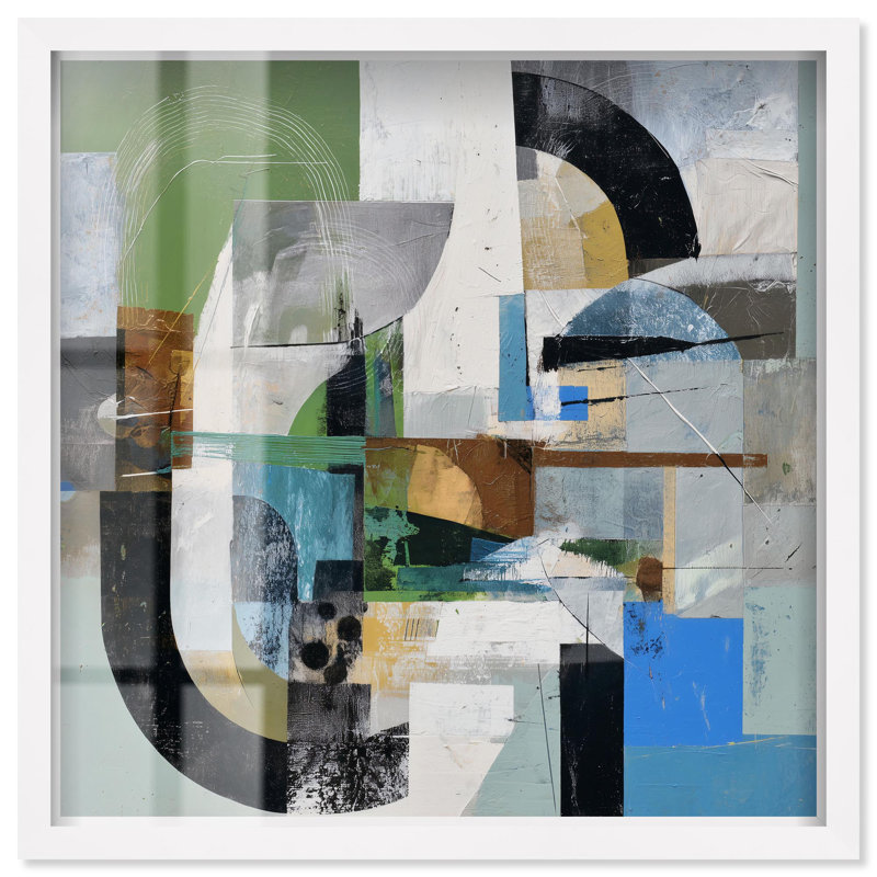 Art mural moderne Tectonic Plates III Shadowbox par Art Remedy, cadre blanc, 13 x 13, H 13 po x l 13 po, Cadre blanc