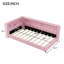 Lit plateforme simple tapissier XL avec ports USB et bande lumineuse à DEL, chambre à coucher moderne, rose-771388704-771388719