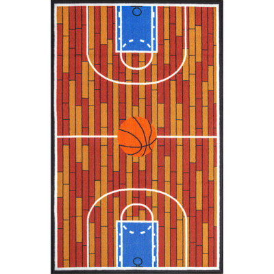 Furnish My Place 690 Rust Basketball Childrens Play Area Rug for Bathroom | Playroom & Kindergarten Classroom | Bedrooms | Contemporary Design - 2'2"x