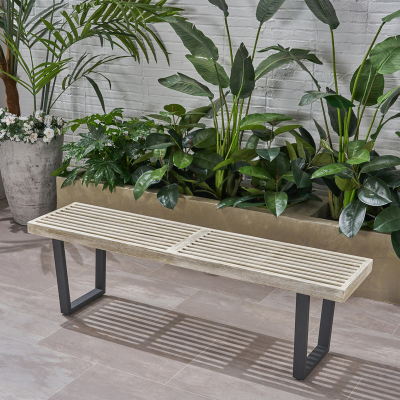 Banc de patio avec pieds en fer, Black/Grey