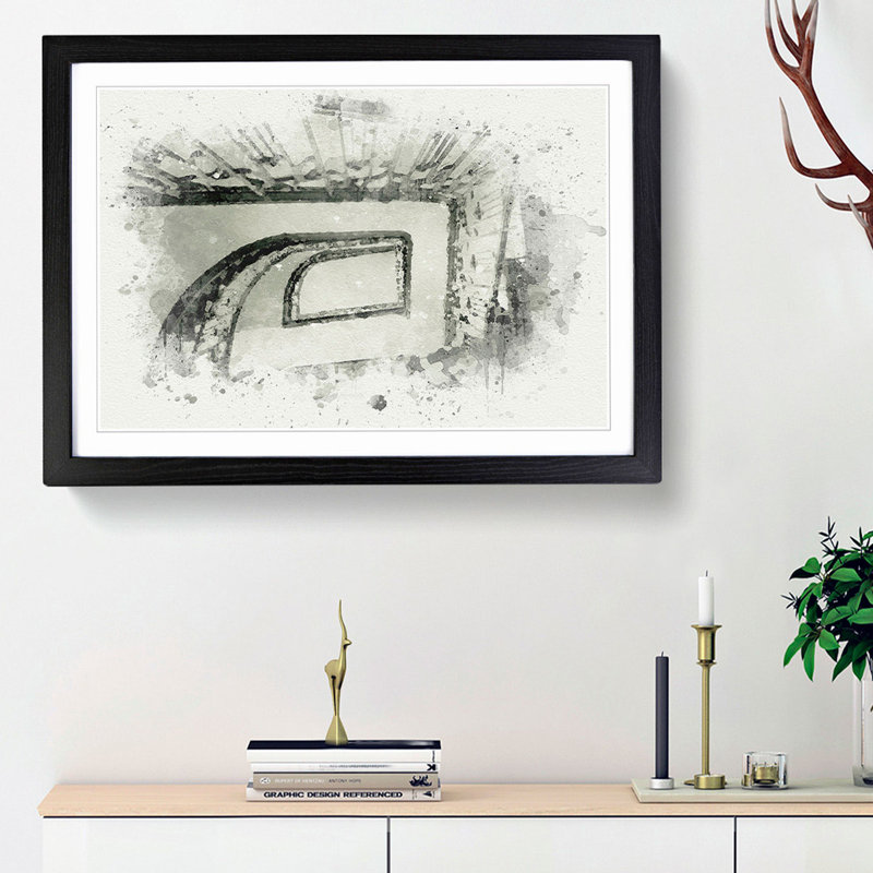 Rectangular Staircase in Abstract - Picture Frame Graphic Art Print, Black Framed, 48cm H x 65cm W x 2cm D