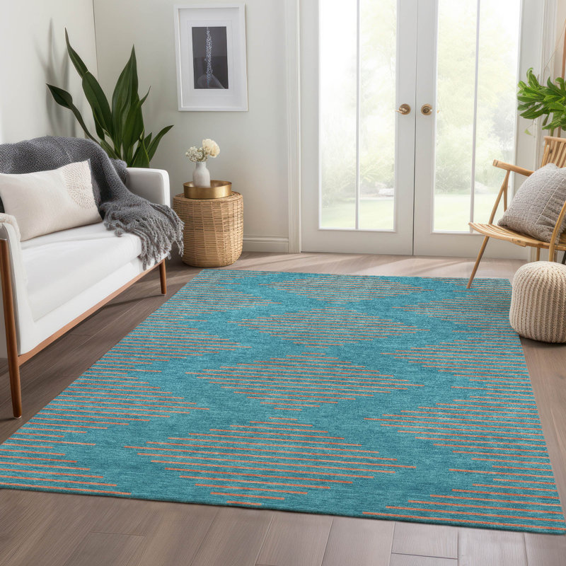 Premium Machine Washable Jahnke AMF1017 Geometric Rug, Rectangle 9' x 12'