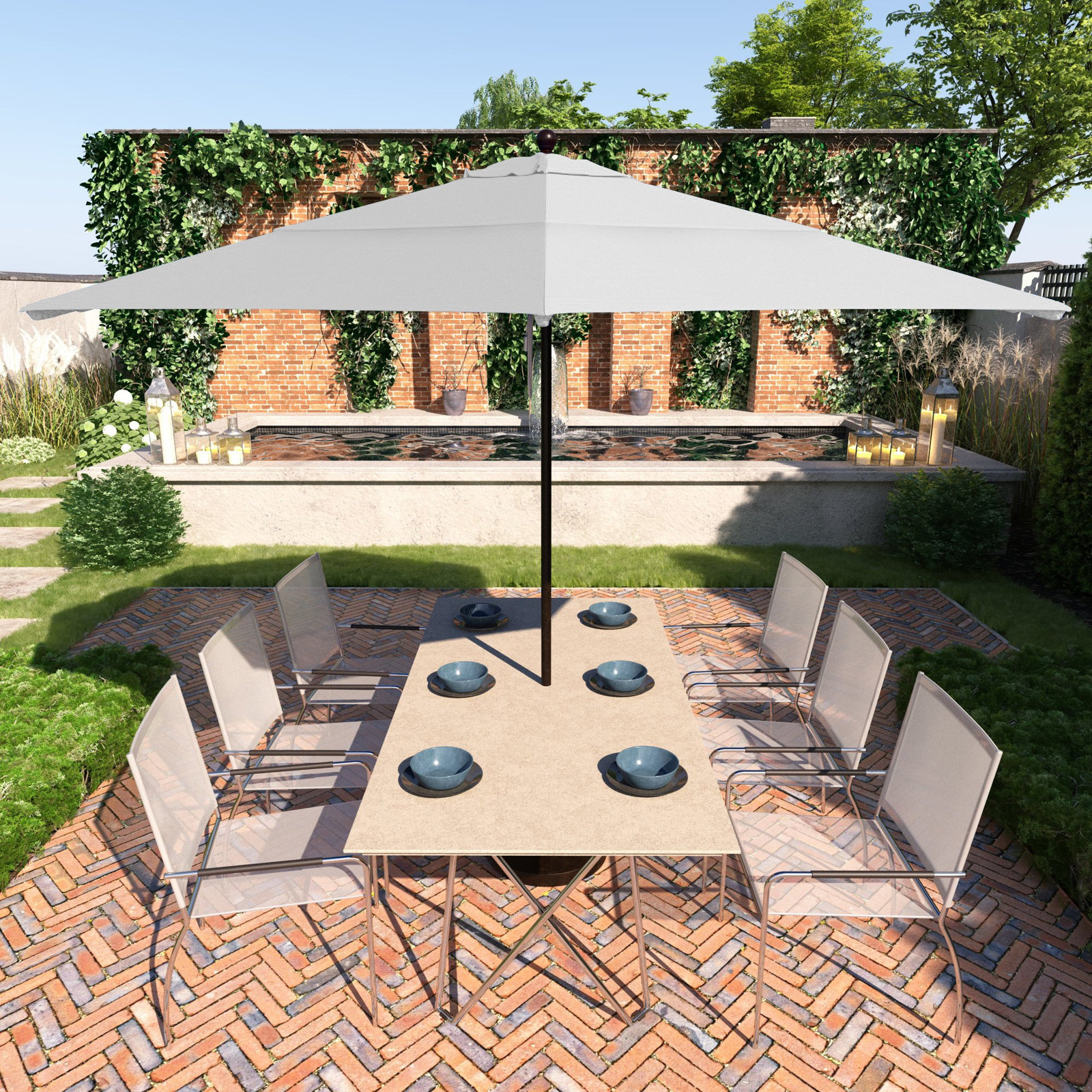 Delora 11' Umbrella, Natural- Pacifica, Black