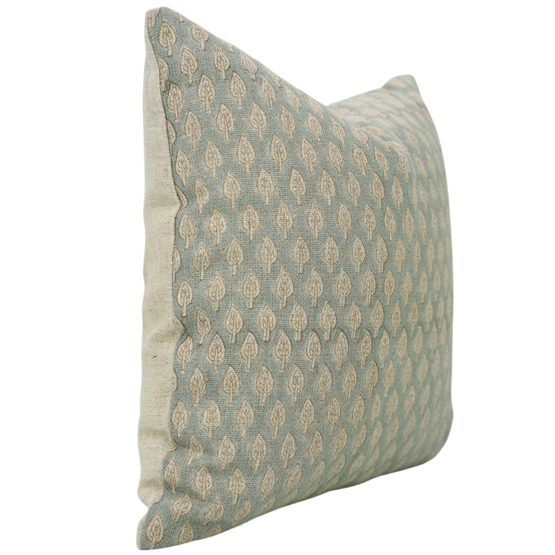 Coussin décoratif en tissu épais épais en lin Fabividine Accent, lombaire, (Khushbu, bleu), H 14 po x l 20 po