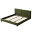 Structure de lit en velours olive, plateforme tapissier de très grande taille avec tête de lit large et capitonnage arrondi profond, coins carrés doux, sans sommier, assemblage facile pour un lit pour 2 adultes, tête de lit courbée,