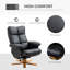 HOMCOM PU Leather Swivel Recliner Chair with Footstool Storage Black