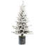 Arbre de Noël floqué avec lumières DEL blanc chaud, pommes de pin et base de pot