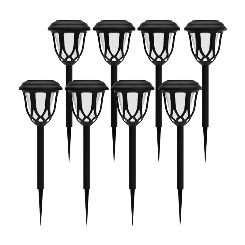 Black Tulip Design LED Solar Pathway Lights Set of 8