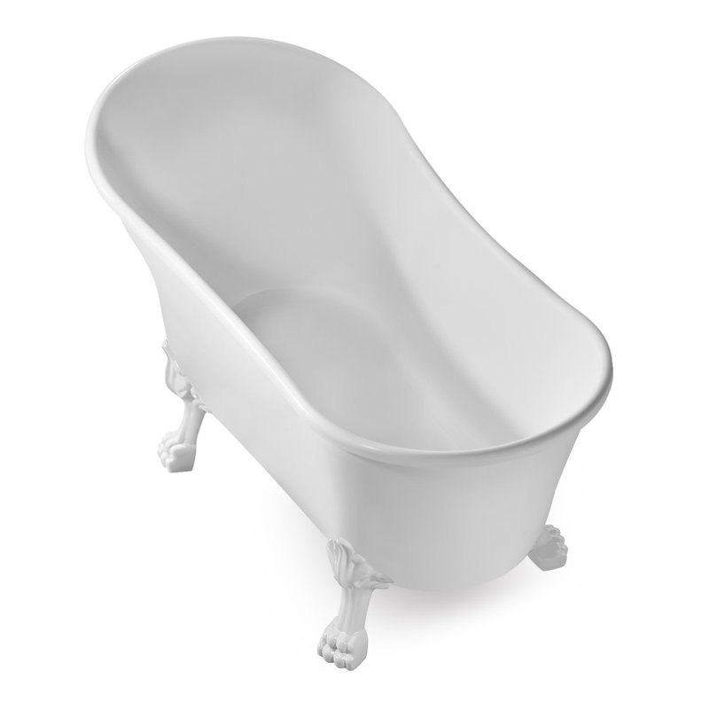 55" Streamline Clawfoot Soaking Acrylic Bathtub, Glossy White, Glossy White