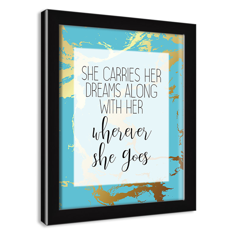 «Whereever she goes», art encadré, Encadré de boîte noir, H 36 po x l 24 po x P 1 po