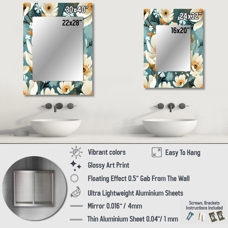 Motif floral Finchley Ivory Coastal Blossoms, 40 po x 30 po