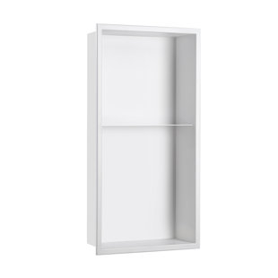 13.38"w X 25.19" H White Stainless Steel Recessed Shower Niche Gauche 18