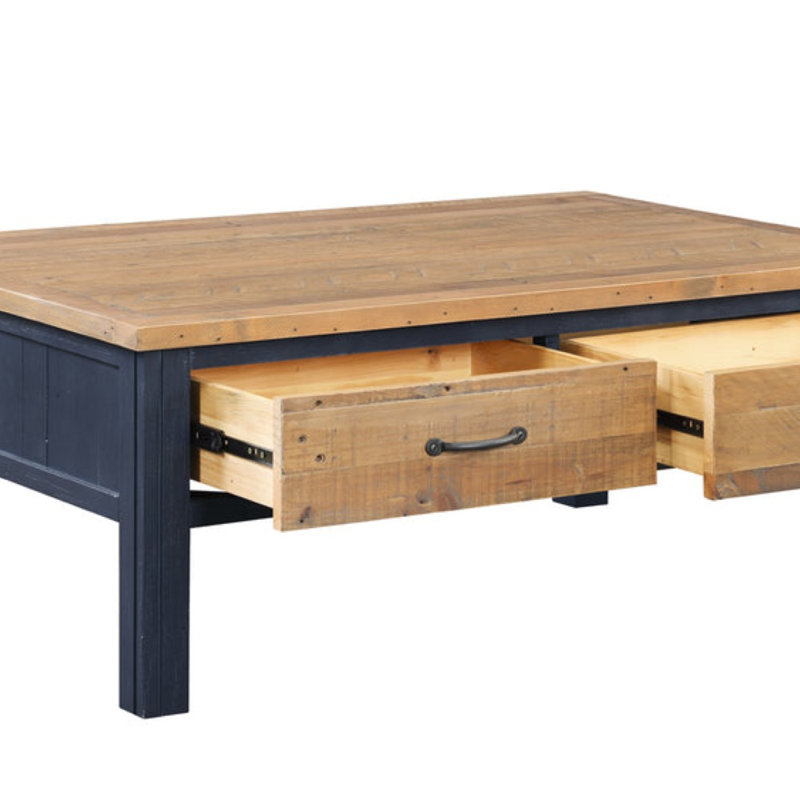 Splash Of White Solid Wood Legs Coffee Table with Storage, Blue