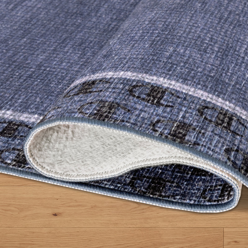 Tapis lavable imprimé Chenille Champion Carter, Navy Multi, 5 pi x 7 pi
