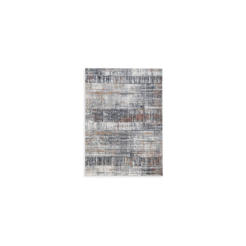 Tapis gris à motif abstrait tissé à la machine Tenr, Rectangle 5 pi x 7 pi