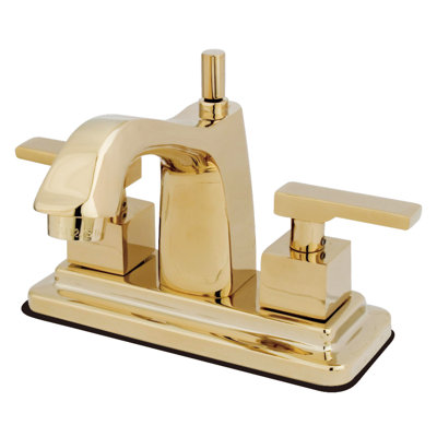 Kingston Brass Executive Two-Handle 3-Hole Deck Mount 4" Centerset Bathroom Faucet with Brass Pop-Up
