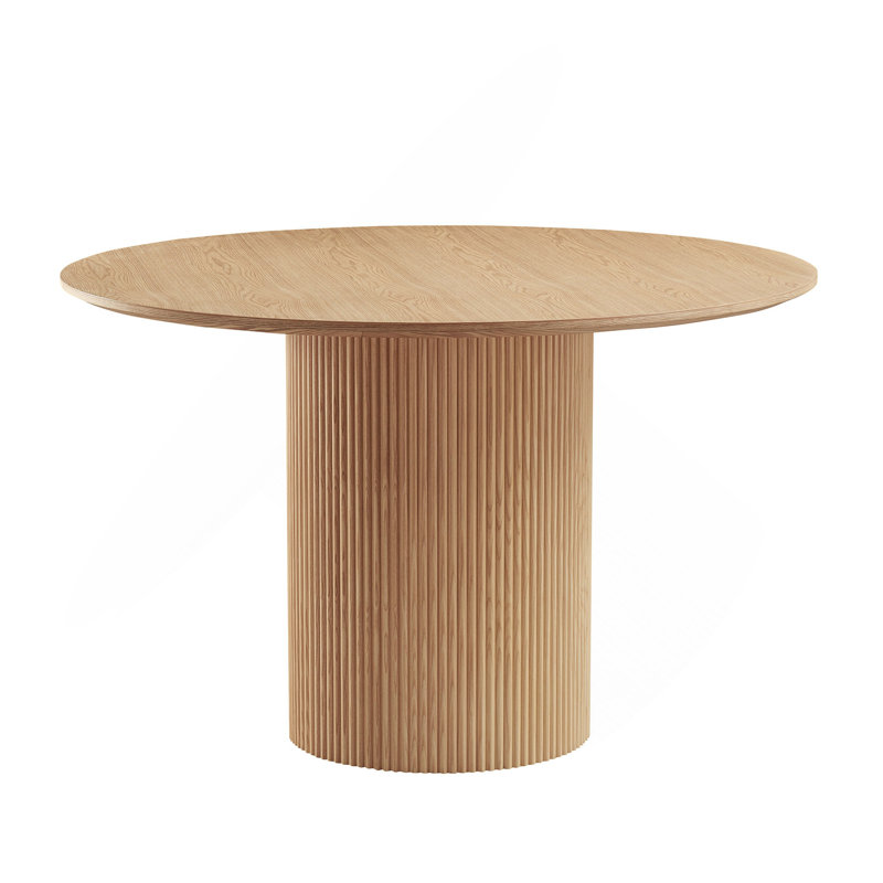Round Dining Table, MDF Handcraft Pedestal Dining Room Table Restaurant Furniture Leisure Coffee Table-47.2" L X 47.2" W