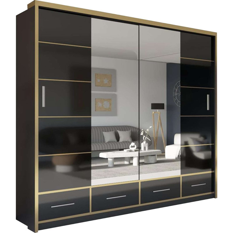 Beatson 2 Door Manufactured Wood Wardrobe, Black