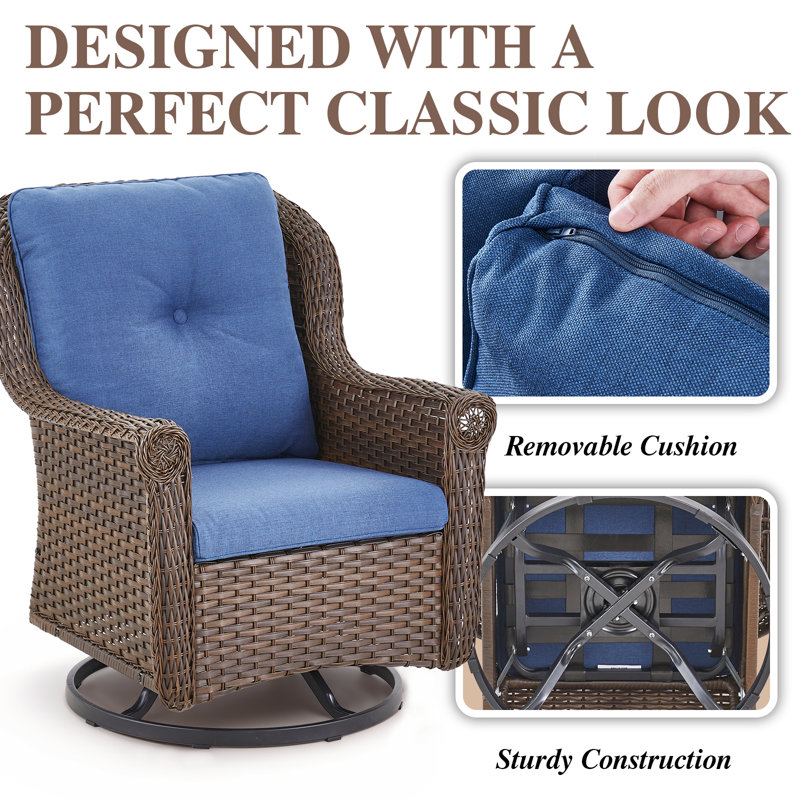 Fauteuils coulissants avec coussins Red Barrel Studio®, Bleu