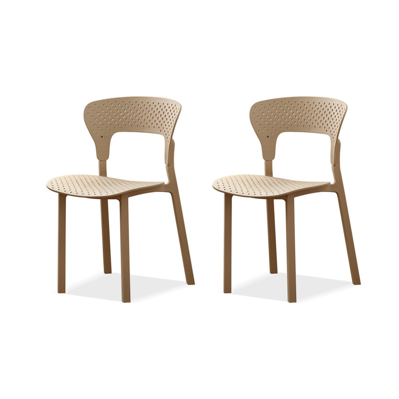 Chaise d'appoint à dossier à lattes beige (ensemble de 2)
