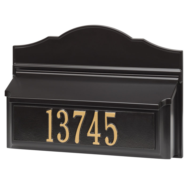 Colonial Wall Mounted Mailbox, Black/Gold, Yes