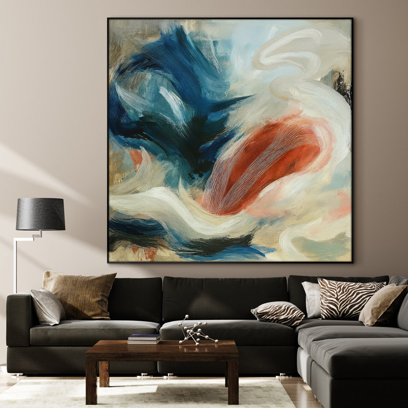Extra Large Wall Art Fabric Print - Abstract Minimalist Modern Artwork Artwork Decor for Living Room or Bedroom - "Frame Assembly Required (Unfinished Frame)"