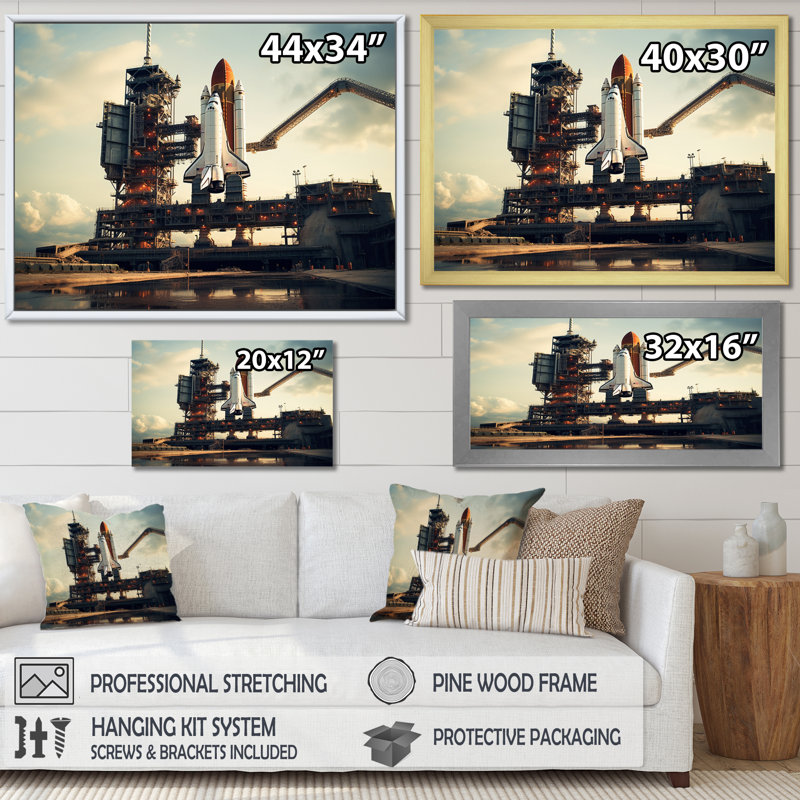 Space Shuttle Launch IV - Space Shuttle Canvas Prints, Cadre simple noir, H 12 po x l 20 po x P 1 po