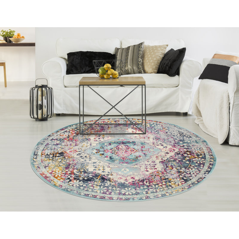 Mosely Silver Area Rug, Round 7'8"