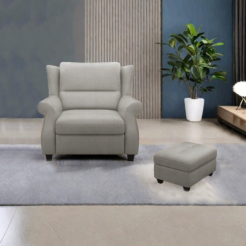 Ergonomically designed cotton and linen recliner, Light Gray