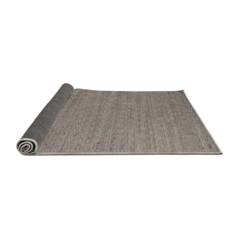 Tapis gris/rouge contemporain, Rond 5 pi