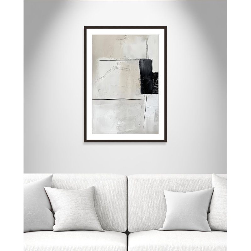 «Neutral Balance I Print» par Lazar Studio, L 25,5 po x H 35,5 po, Matted Print, Noyer à grain ouvert