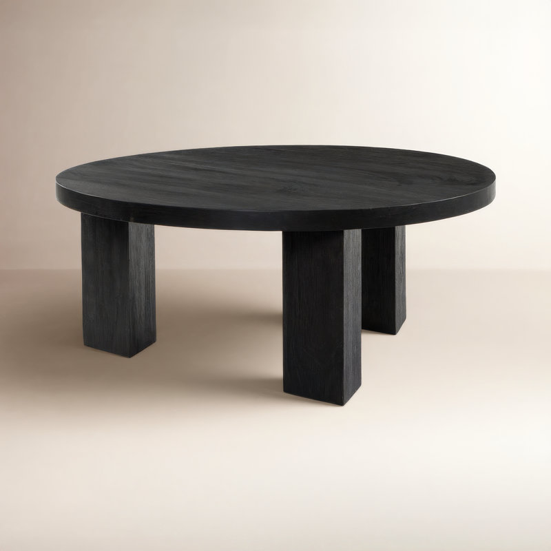 Siham Solid Wood Top Single Coffee Table, Black, 16" H x 38" L x 38" W
