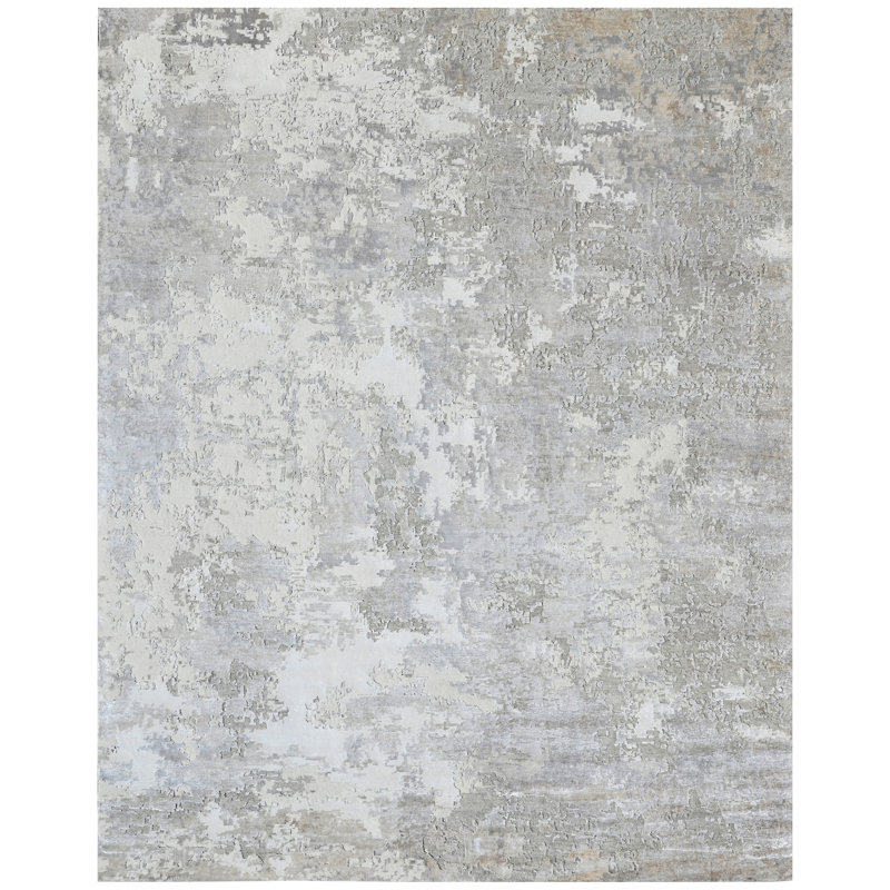 High-Quality Hand-Knotted Ivory Area Rug, Rectangle 5' x 8'